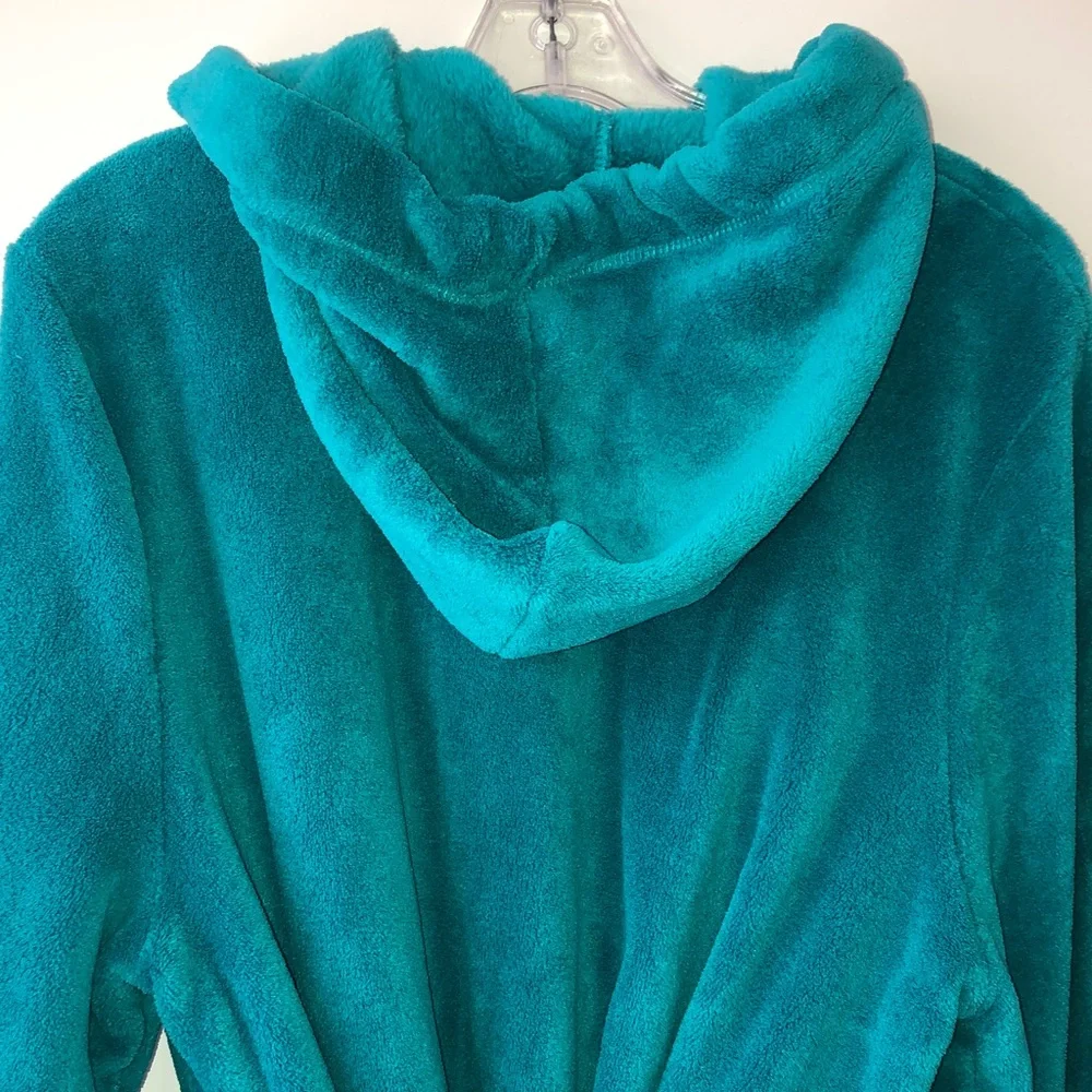 Xhilaration Plush Hooded Sleepwear Robe in Teal - Picture 8 of 8